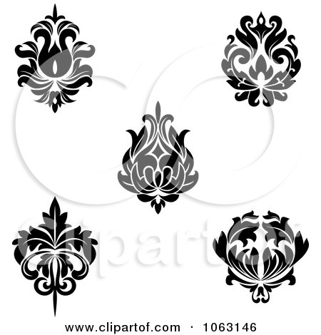Clipart Black And White Flourishes Digital Collage 12 - Royalty Free Vector Illustration by Vector Tradition SM