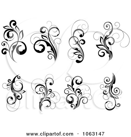 Clipart Black And White Flourishes Digital Collage 13 - Royalty Free Vector Illustration by Vector Tradition SM