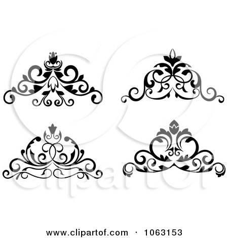 Clipart Black And White Flourishes Digital Collage 6 - Royalty Free Vector Illustration by Vector Tradition SM