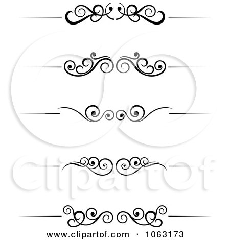 Clipart Black And White Flourish Borders Digital Collage 6 - Royalty Free Vector Illustration by Vector Tradition SM