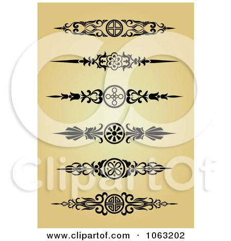 Clipart Vintage Flourish Borders Digital Collage 1 - Royalty Free Vector Illustration by Vector Tradition SM