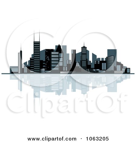 Clipart Waterfront City Skyline 5 - Royalty Free Vector Illustration by Vector Tradition SM