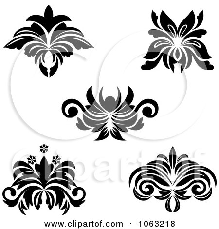 Clipart Black And White Flourishes Digital Collage 7 - Royalty Free Vector Illustration by Vector Tradition SM