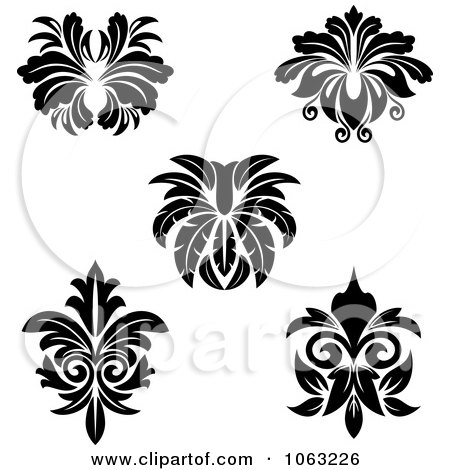 Clipart Black And White Flourishes Digital Collage 3 - Royalty Free Vector Illustration by Vector Tradition SM