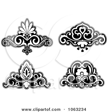 Clipart Black And White Flourishes Digital Collage 5 - Royalty Free Vector Illustration by Vector Tradition SM