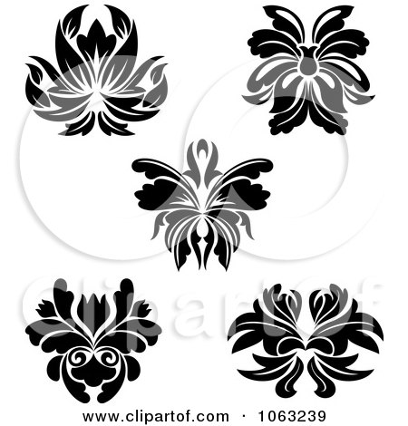 Clipart Black And White Flourishes Digital Collage 2 - Royalty Free Vector Illustration by Vector Tradition SM
