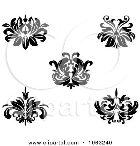 Clipart Black And White Flourishes Digital Collage 11 - Royalty Free Vector Illustration by Vector Tradition SM