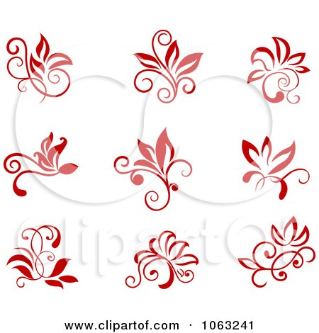 Clipart Red Flourishes Digital Collage 4 - Royalty Free Vector Illustration by Vector Tradition SM