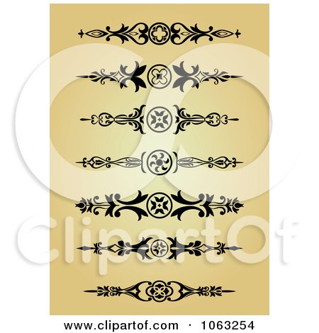 Clipart Vintage Flourish Borders Digital Collage 3 - Royalty Free Vector Illustration by Vector Tradition SM