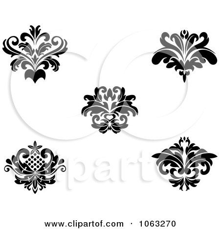 Clipart Black And White Flourishes Digital Collage 10 - Royalty Free Vector Illustration by Vector Tradition SM