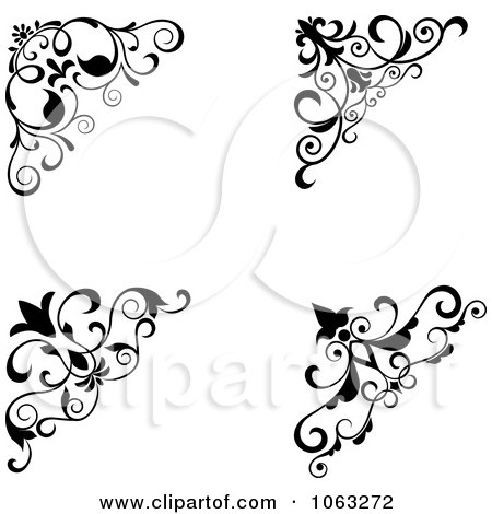 Clipart Floral Corner Elements Digital Collage 4 - Royalty Free Vector Illustration by Vector Tradition SM