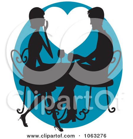 Clipart Romantic Couple Drinking Wine In Silhouette - Royalty Free Vector Illustration by Maria Bell