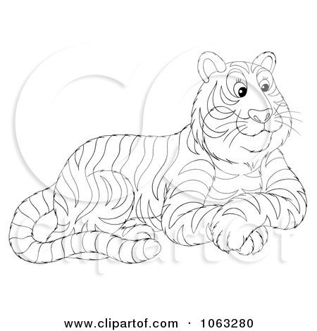 Clipart Seated Tiger Outline - Royalty Free Illustration by Alex Bannykh