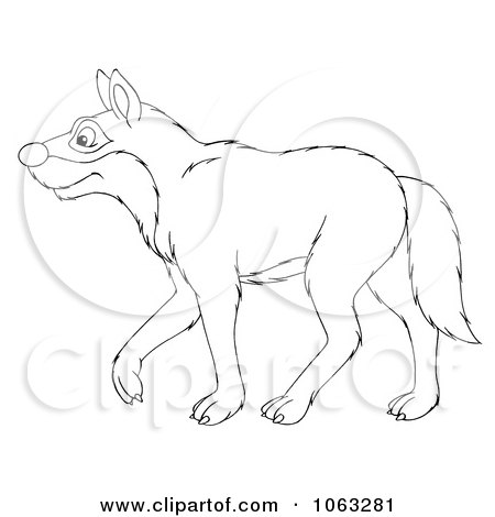 Clipart Wolf Outline - Royalty Free Illustration by Alex Bannykh
