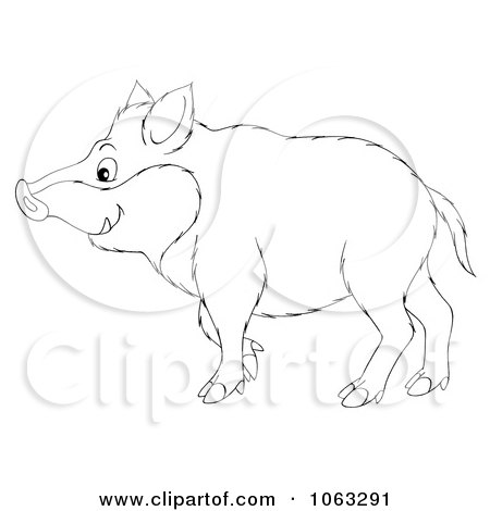 Clipart Boar Outline - Royalty Free Illustration by Alex Bannykh