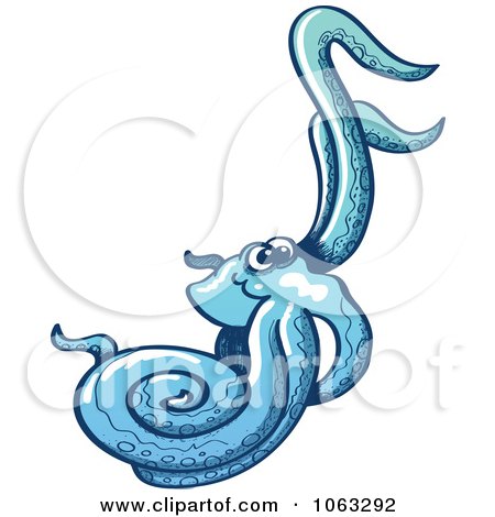 Clipart Blue Octopus - Royalty Free Vector Illustration by Zooco
