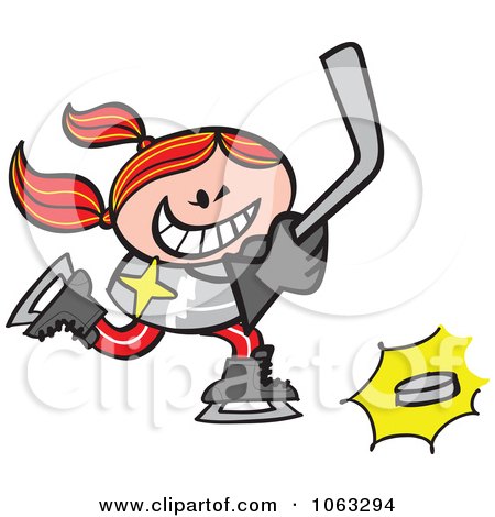 Clipart Hockey Player Girl - Royalty Free Vector Illustration by Zooco