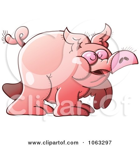 Clipart Walking Fat Pig - Royalty Free Vector Illustration by Zooco