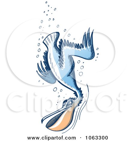 Clipart Pelican Diving - Royalty Free Vector Illustration by Zooco