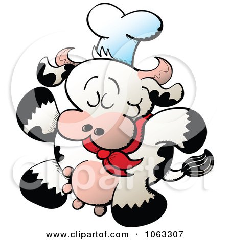 Clipart Walking Chef Cow - Royalty Free Vector Illustration by Zooco