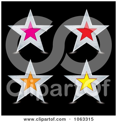 Clipart Brushed Silver Stars Digital Collage - Royalty Free Vector Illustration by michaeltravers