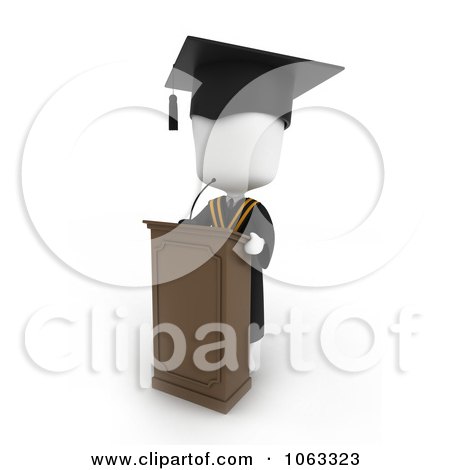 Clipart 3d Ivory College Valedictorian Graduate Speaking - Royalty Free CGI Illustration by BNP Design Studio