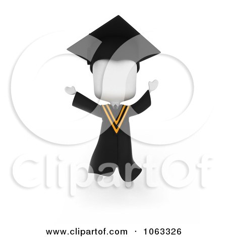 Clipart 3d Ivory College Graduate Jumping - Royalty Free CGI Illustration by BNP Design Studio