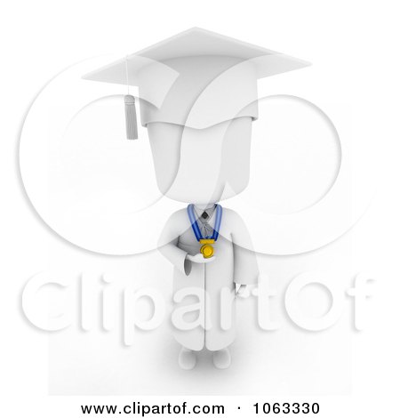 Clipart 3d Ivory Child Graduate With A Medal - Royalty Free CGI Illustration by BNP Design Studio
