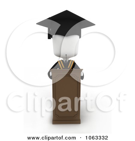 Clipart 3d Ivory Valedictorian College Graduate Speaking - Royalty Free CGI Illustration by BNP Design Studio