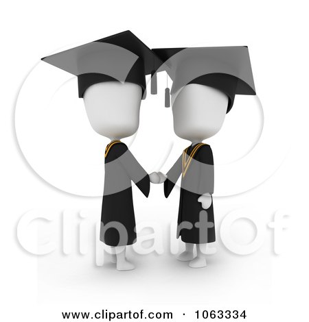 Clipart 3d Ivory College Graduates Shaking Hands - Royalty Free CGI Illustration by BNP Design Studio