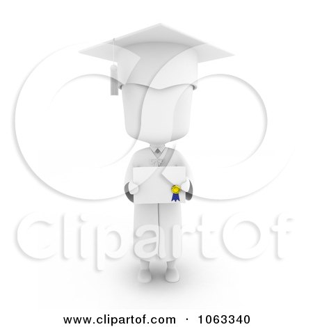 Clipart 3d Ivory Child Graduate Holding A Certificate - Royalty Free CGI Illustration by BNP Design Studio