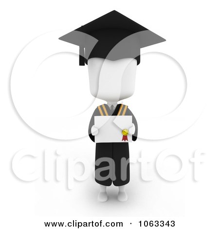 Clipart 3d Ivory College Graduate Holding A Certificate - Royalty Free CGI Illustration by BNP Design Studio