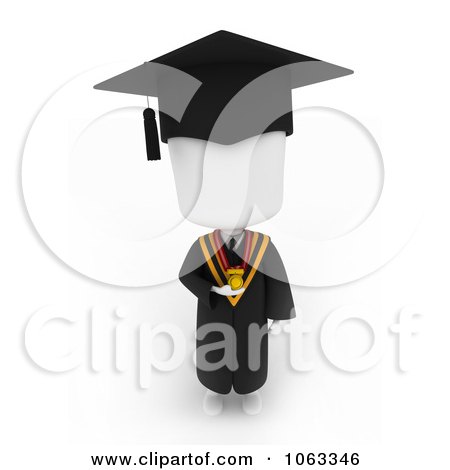 Clipart 3d Ivory College Graduate Wearing A Medal - Royalty Free CGI Illustration by BNP Design Studio