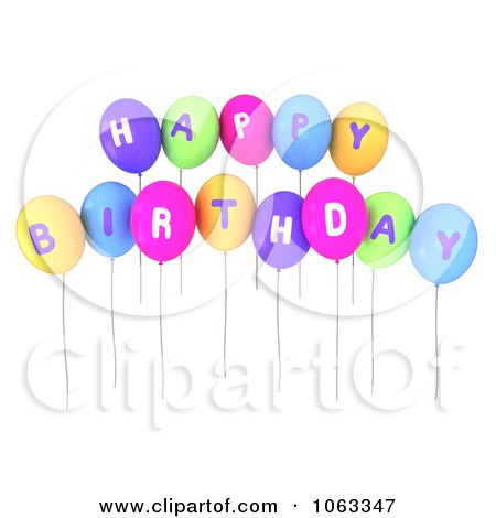 Clipart 3d Happy Birthday Balloons - Royalty Free CGI Illustration by BNP Design Studio