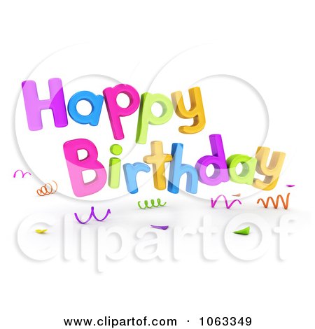 Clipart 3d Happy Birthday Greeting 1 - Royalty Free CGI Illustration by BNP Design Studio