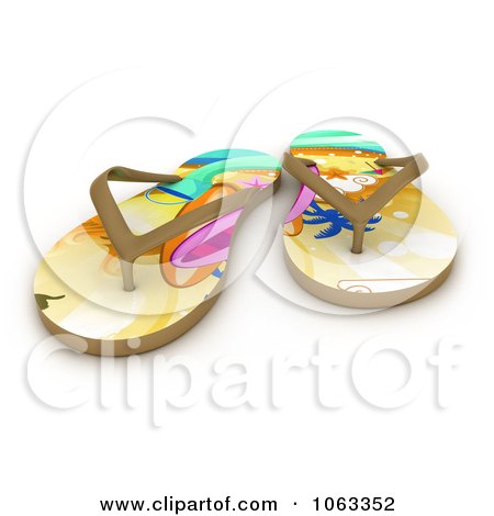Clipart 3d Tropical Flip Flops - Royalty Free CGI Illustration by BNP Design Studio