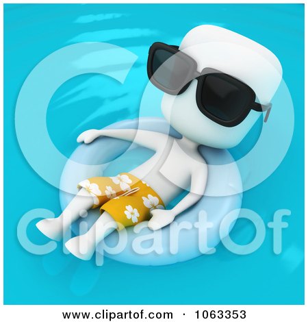 Clipart 3d Ivory Man Floating In An Inner Tube - Royalty Free CGI Illustration by BNP Design Studio