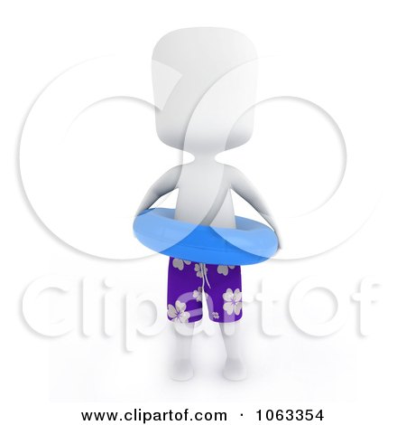 Clipart 3d Ivory Man Wearing An Inner Tube - Royalty Free CGI Illustration by BNP Design Studio