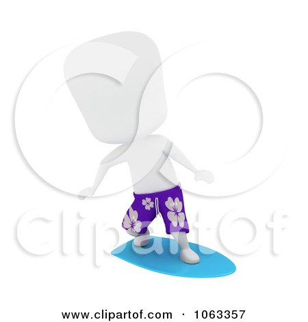 Clipart 3d Ivory Man Skimboarding - Royalty Free CGI Illustration by BNP Design Studio