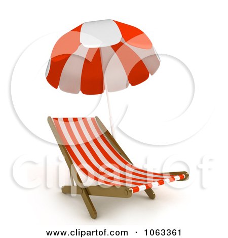 Clipart 3d Beach Chair And Parasol - Royalty Free CGI Illustration by BNP Design Studio