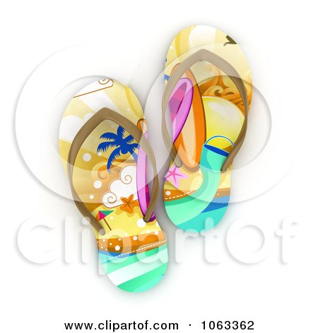 Clipart 3d Tropical Thong Sandals - Royalty Free CGI Illustration by BNP Design Studio