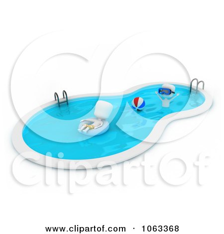 Clipart 3d Ivory Men In A Swimming Pool - Royalty Free CGI Illustration by BNP Design Studio
