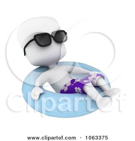 Clipart 3d Ivory Man Relaxing In An Inner Tube - Royalty Free CGI Illustration by BNP Design Studio