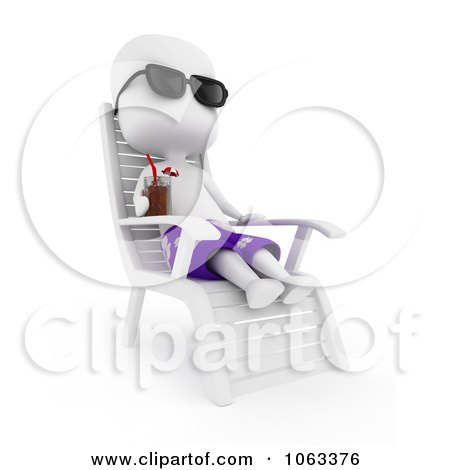Clipart 3d Ivory Man Relaxing In A Lounge Chair - Royalty Free CGI Illustration by BNP Design Studio
