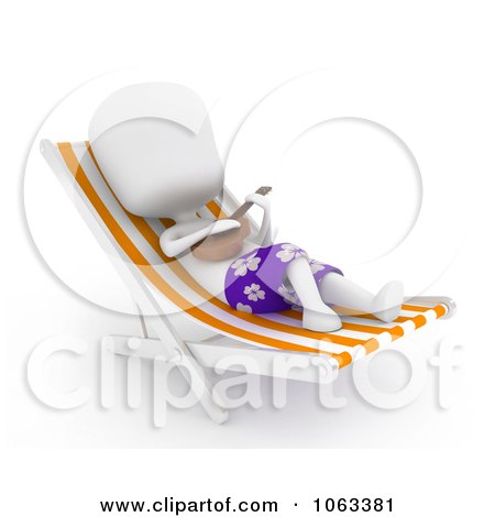Clipart 3d Ivory Man Playing A Ukelele On A Lounge Chair - Royalty Free CGI Illustration by BNP Design Studio