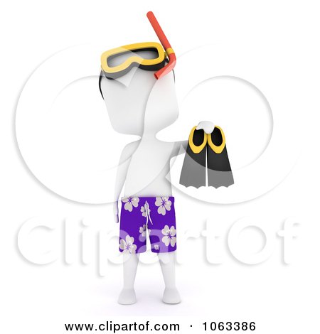 Clipart 3d Ivory Man Snorkeler - Royalty Free CGI Illustration by BNP Design Studio