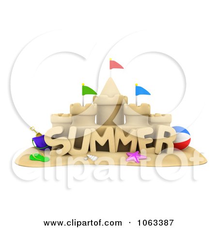 Clipart 3d Summer Sand Castle - Royalty Free CGI Illustration by BNP Design Studio
