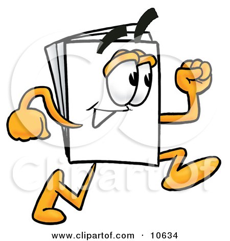 Clipart Picture of a Paper Mascot Cartoon Character Running by Mascot Junction