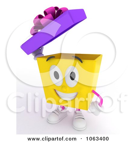 Clipart 3d Birthday Gift Character Opening - Royalty Free CGI Illustration by BNP Design Studio