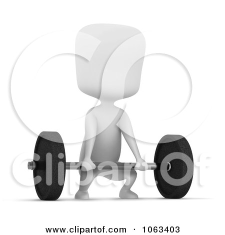 Clipart 3d Ivory Man Lifting A Barbell - Royalty Free CGI Illustration by BNP Design Studio